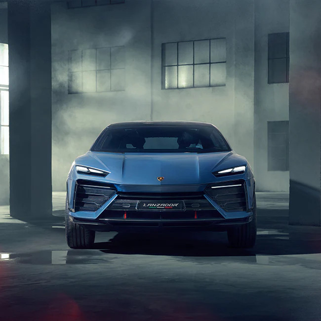 An artistic representation of the Lamborghini Lanzador EV Concept, showcasing its futuristic design and electric power